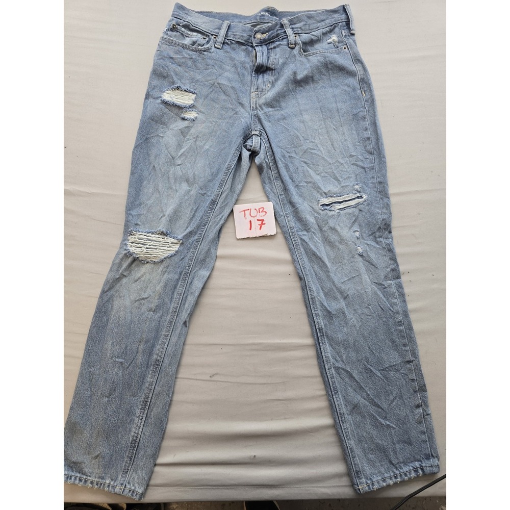 Old Navy Mens Straight Taper Distressed Ripped Light Wash Blue Jeans 34x30